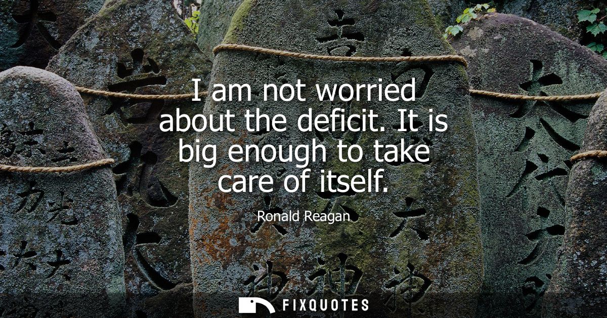 I am not worried about the deficit. It is big enough to take care of itself