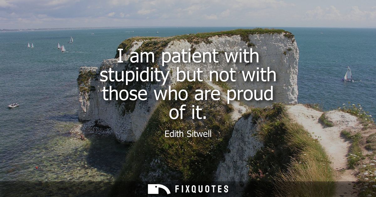I am patient with stupidity but not with those who are proud of it