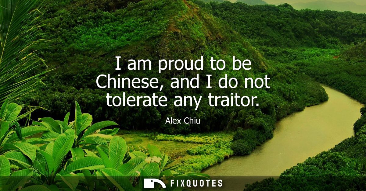 I am proud to be Chinese, and I do not tolerate any traitor