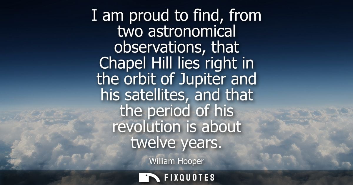 I am proud to find, from two astronomical observations, that Chapel Hill lies right in the orbit of Jupiter and his sate