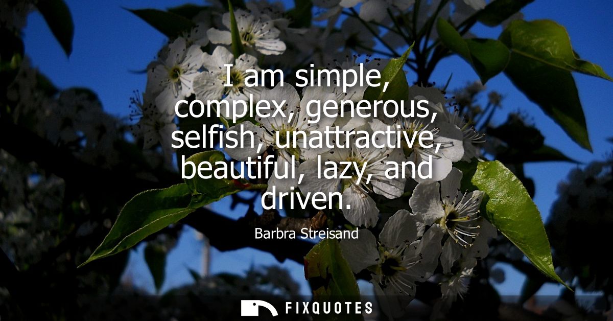 I am simple, complex, generous, selfish, unattractive, beautiful, lazy, and driven