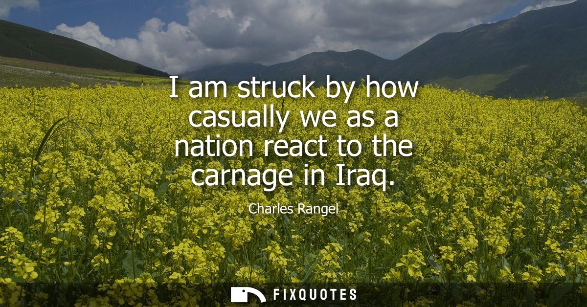 I am struck by how casually we as a nation react to the carnage in Iraq
