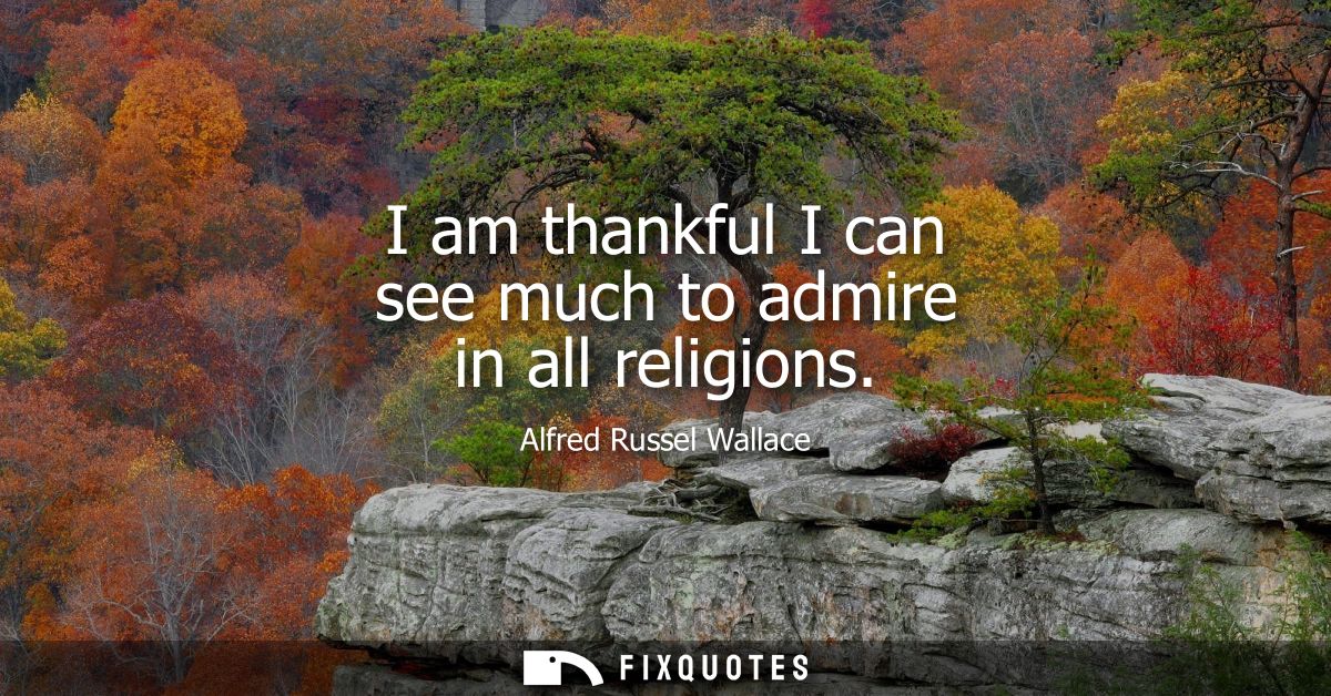 I am thankful I can see much to admire in all religions