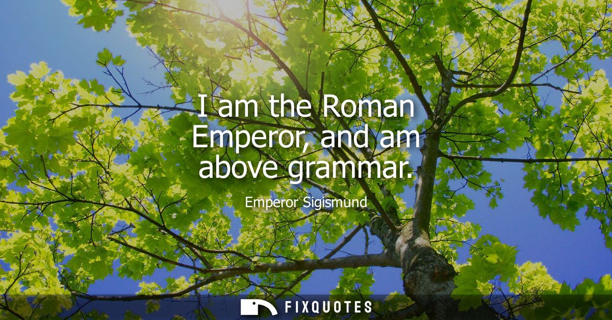 I am the Roman Emperor, and am above grammar