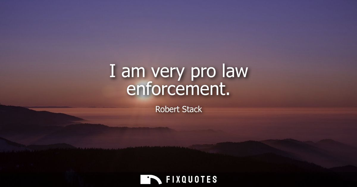 I am very pro law enforcement