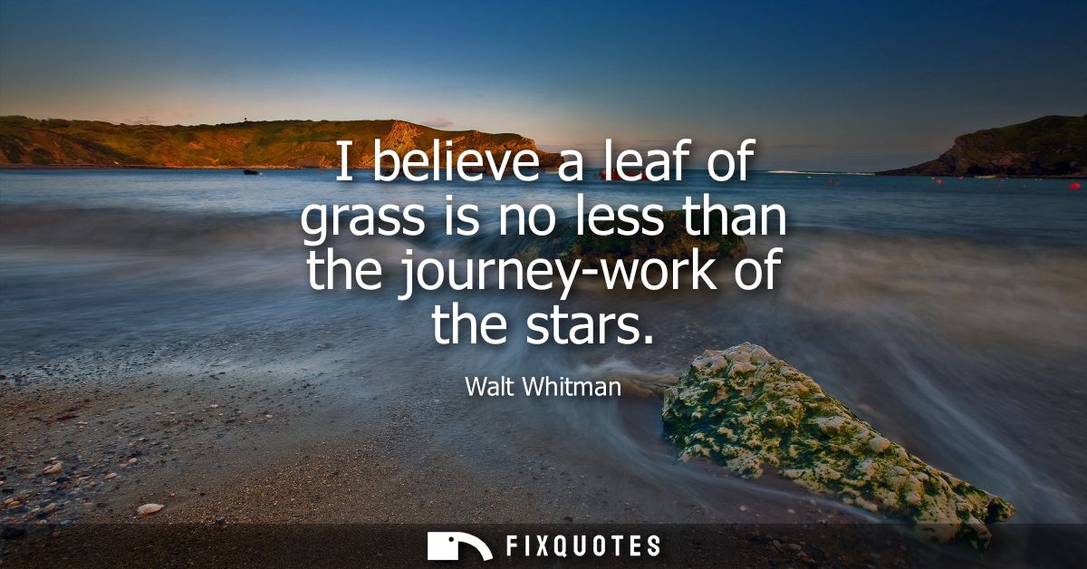 I believe a leaf of grass is no less than the journey-work of the stars