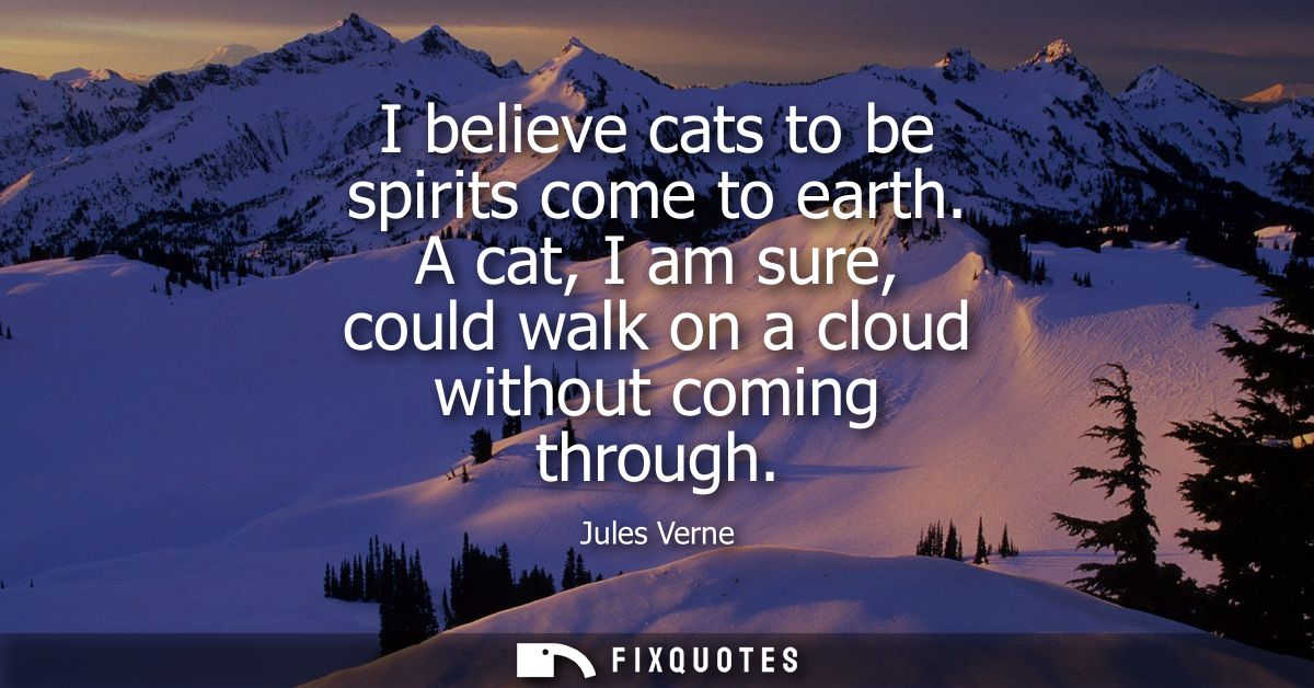 I believe cats to be spirits come to earth. A cat, I am sure, could walk on a cloud without coming through