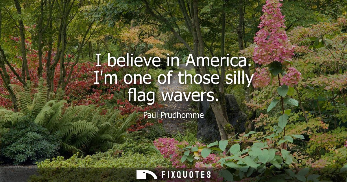 I believe in America. Im one of those silly flag wavers