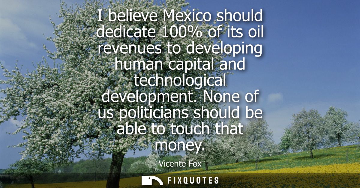 I believe Mexico should dedicate 100% of its oil revenues to developing human capital and technological development.