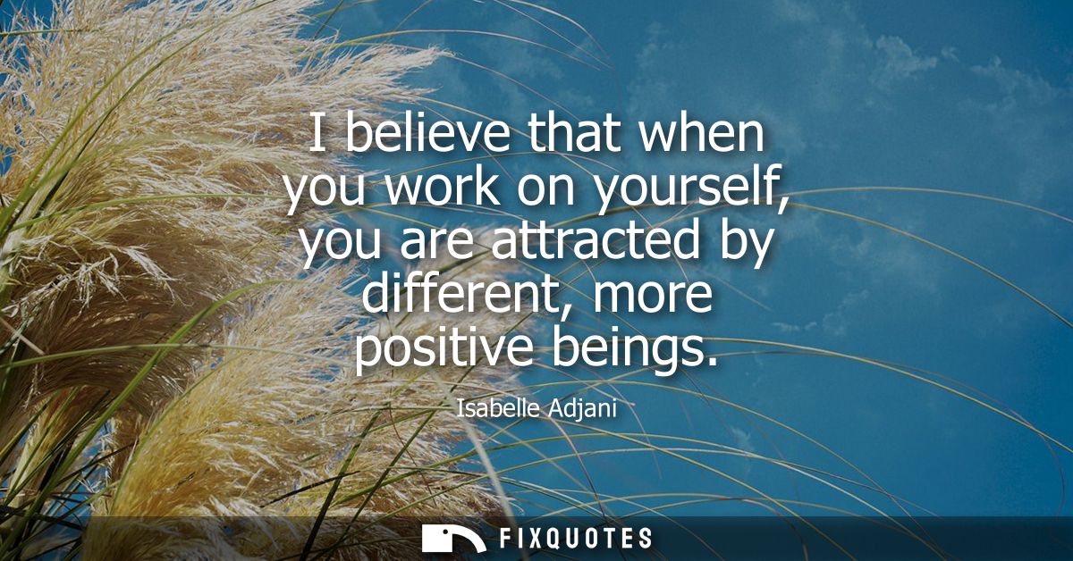 I believe that when you work on yourself, you are attracted by different, more positive beings