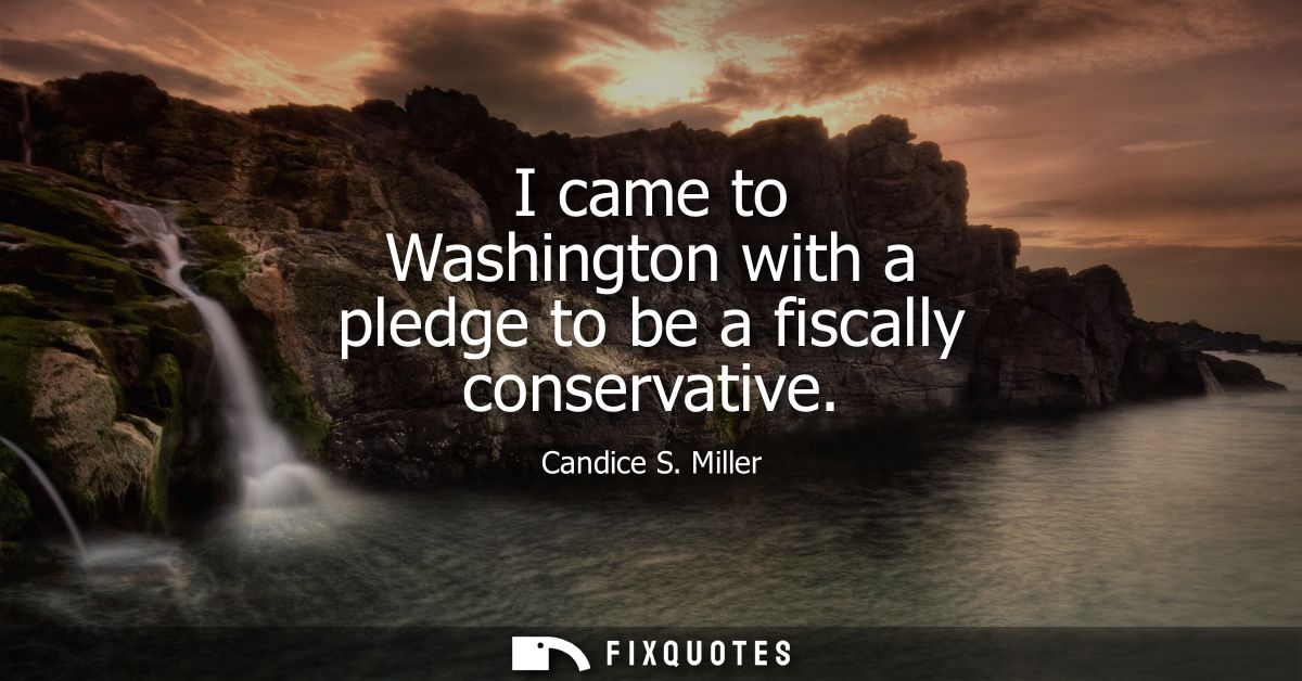 I came to Washington with a pledge to be a fiscally conservative