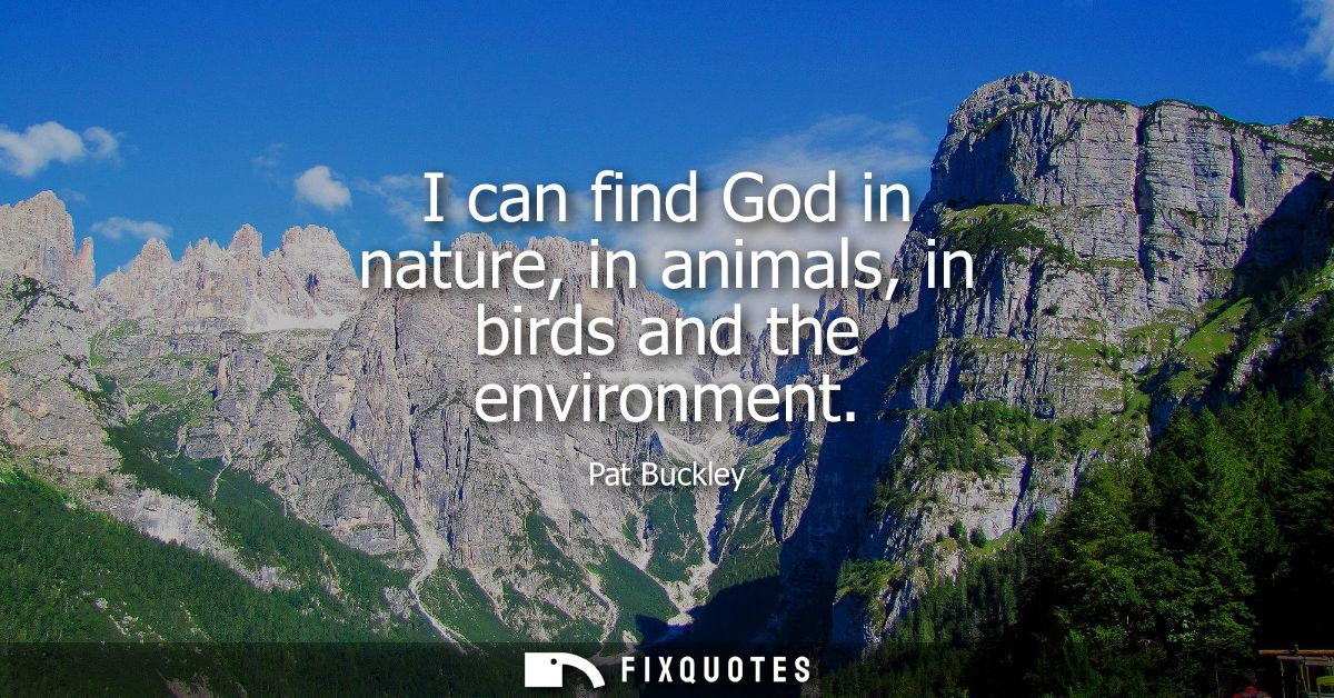 I can find God in nature, in animals, in birds and the environment