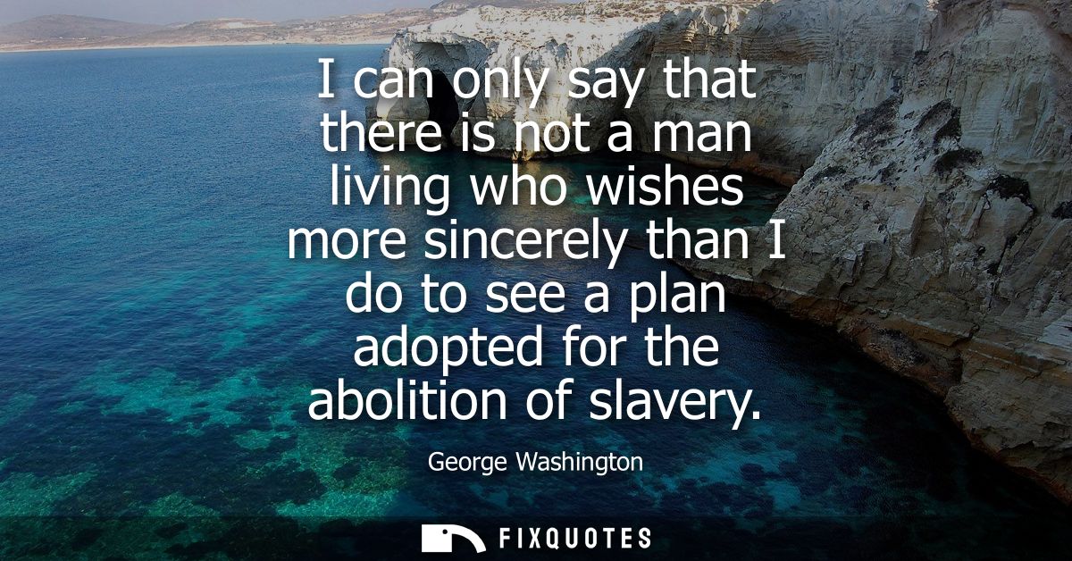 I can only say that there is not a man living who wishes more sincerely than I do to see a plan adopted for the abolitio