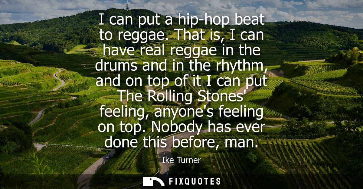 I can put a hip-hop beat to reggae. That is, I can have real reggae in the drums and in the rhythm, and on top of it I c