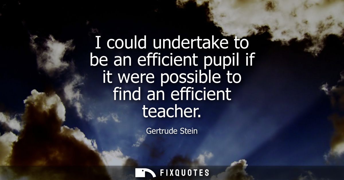 I could undertake to be an efficient pupil if it were possible to find an efficient teacher