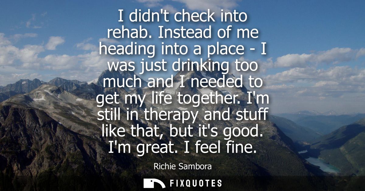 I didnt check into rehab. Instead of me heading into a place - I was just drinking too much and I needed to get my life 
