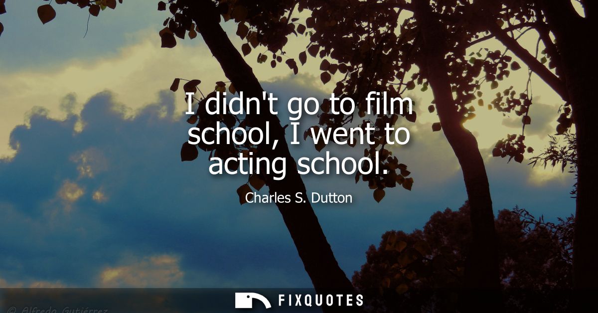 I didnt go to film school, I went to acting school