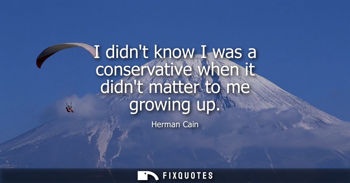 I didnt know I was a conservative when it didnt matter to me growing up