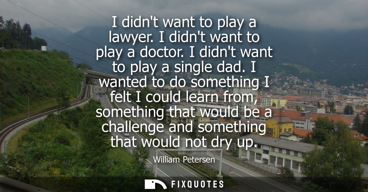 I didnt want to play a lawyer. I didnt want to play a doctor. I didnt want to play a single dad. I wanted to do somethin
