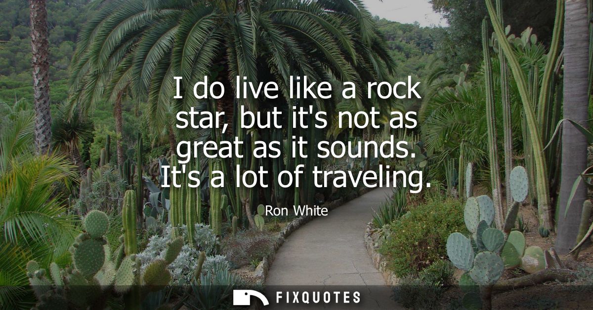 I do live like a rock star, but its not as great as it sounds. Its a lot of traveling