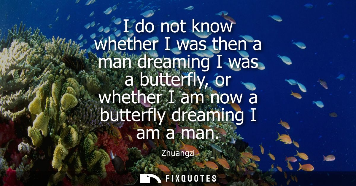 I do not know whether I was then a man dreaming I was a butterfly, or whether I am now a butterfly dreaming I am a man