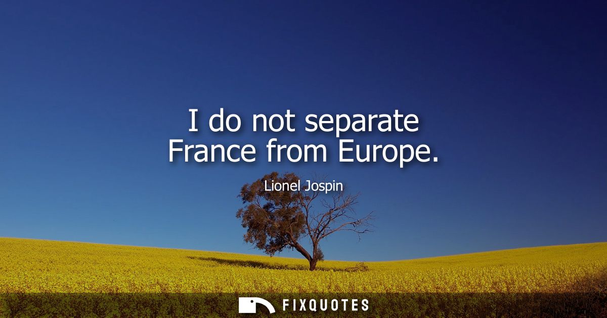 I do not separate France from Europe
