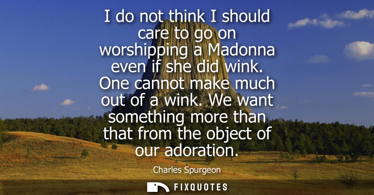 I do not think I should care to go on worshipping a Madonna even if she did wink. One cannot make much out of a wink.