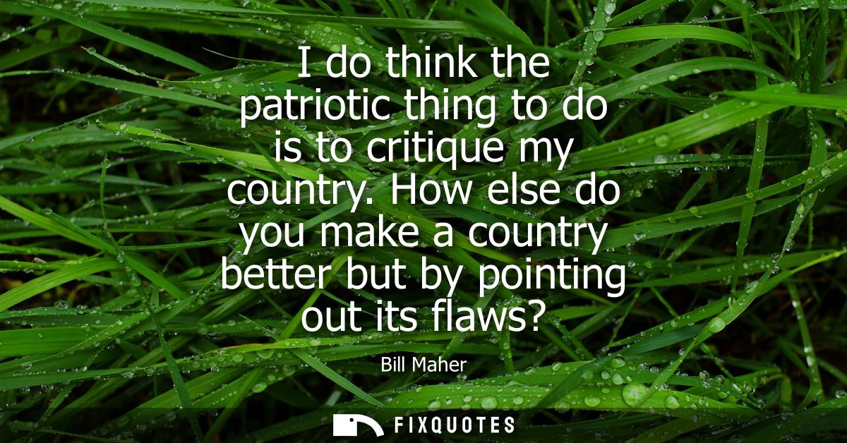 I do think the patriotic thing to do is to critique my country. How else do you make a country better but by pointing ou