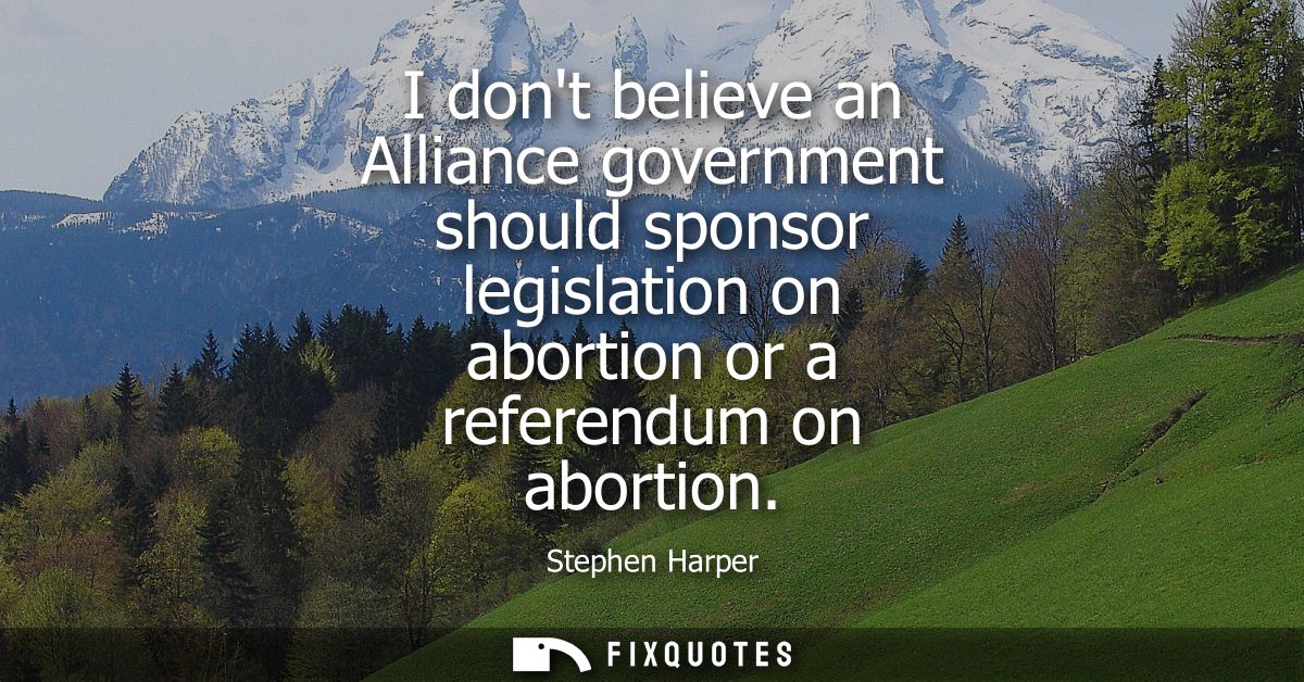 I dont believe an Alliance government should sponsor legislation on abortion or a referendum on abortion