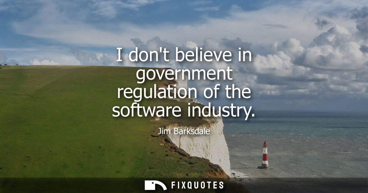I dont believe in government regulation of the software industry
