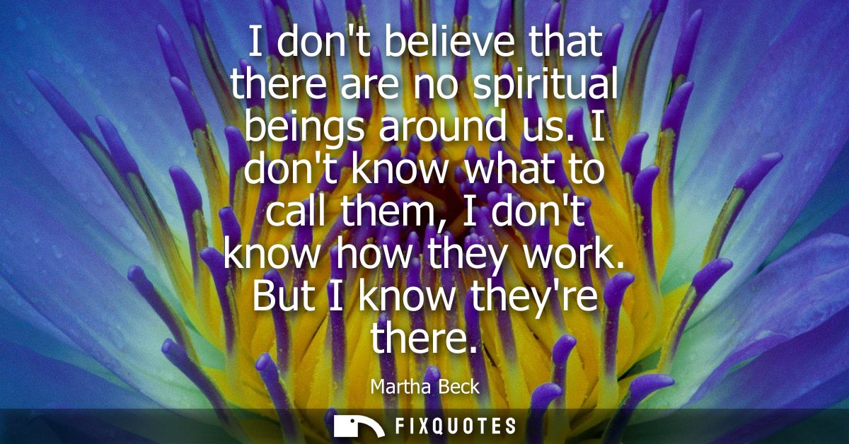 I dont believe that there are no spiritual beings around us. I dont know what to call them, I dont know how they work. B