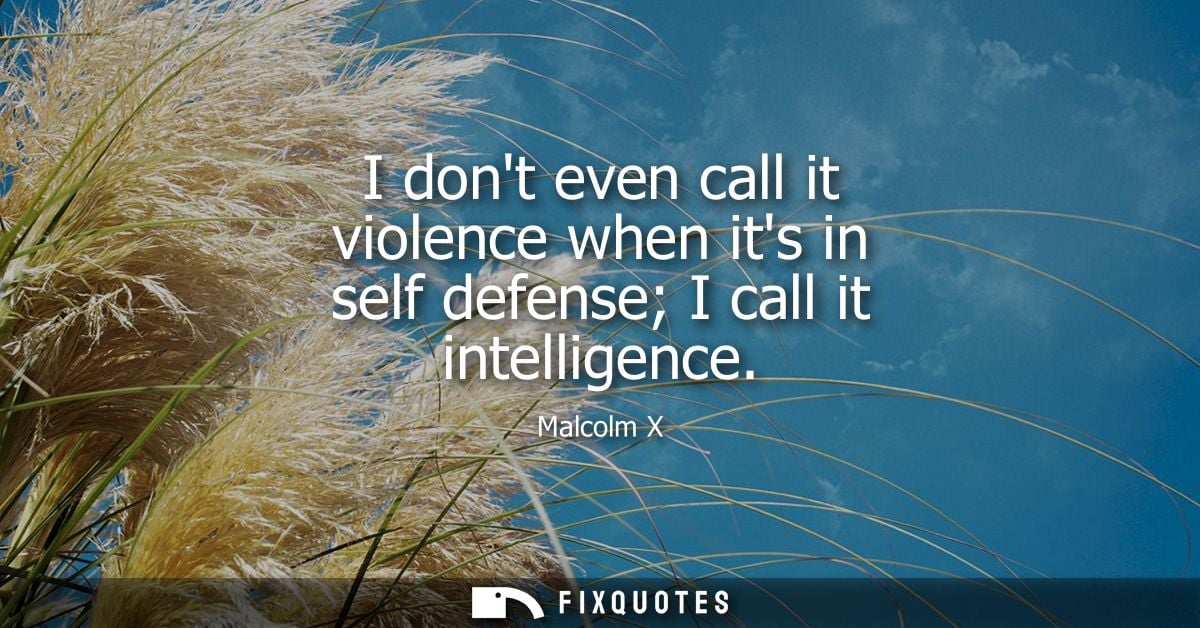 I dont even call it violence when its in self defense I call it intelligence