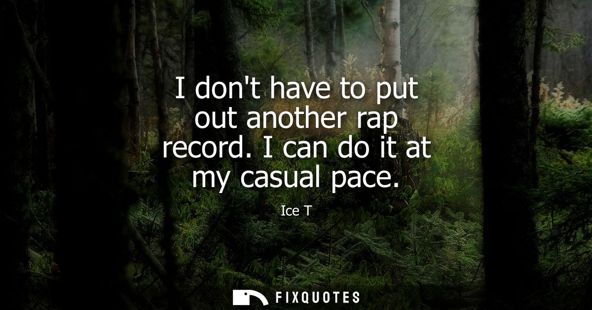 I dont have to put out another rap record. I can do it at my casual pace