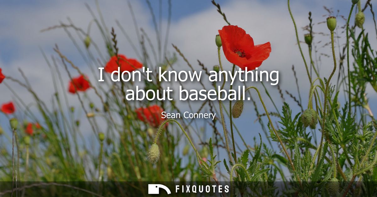 I dont know anything about baseball