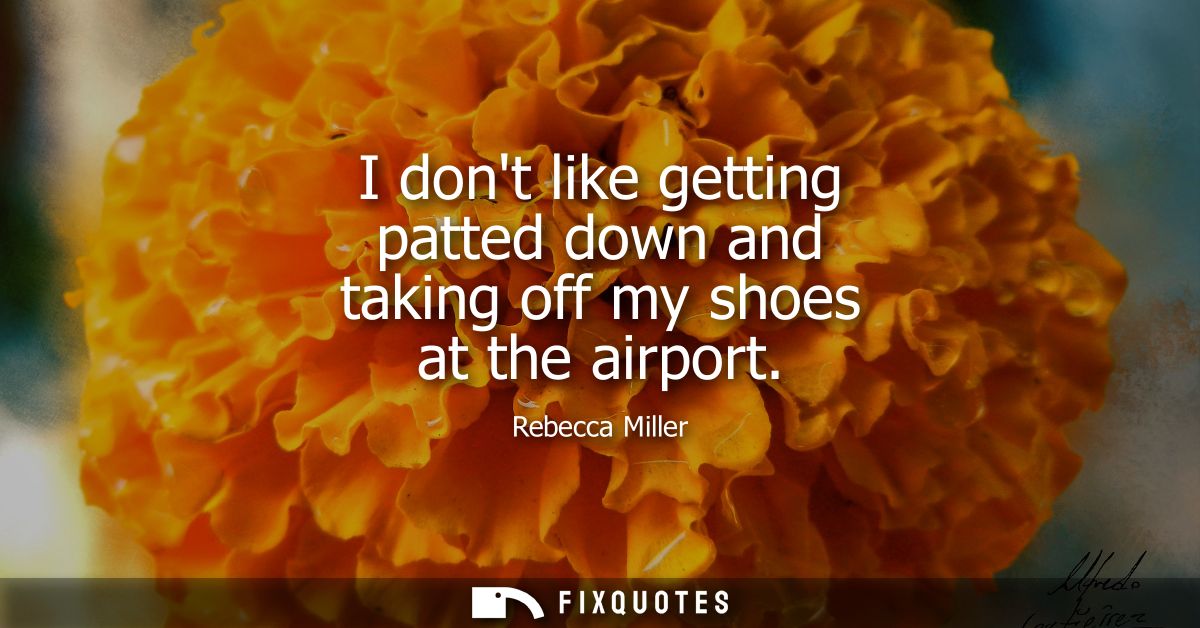 I dont like getting patted down and taking off my shoes at the airport