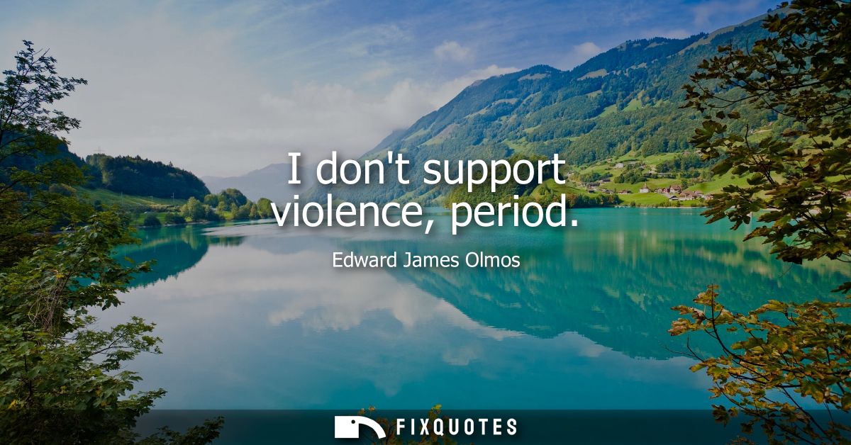 I dont support violence, period