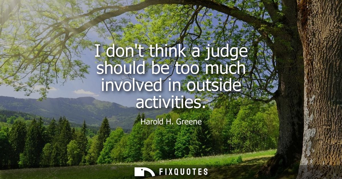 I dont think a judge should be too much involved in outside activities