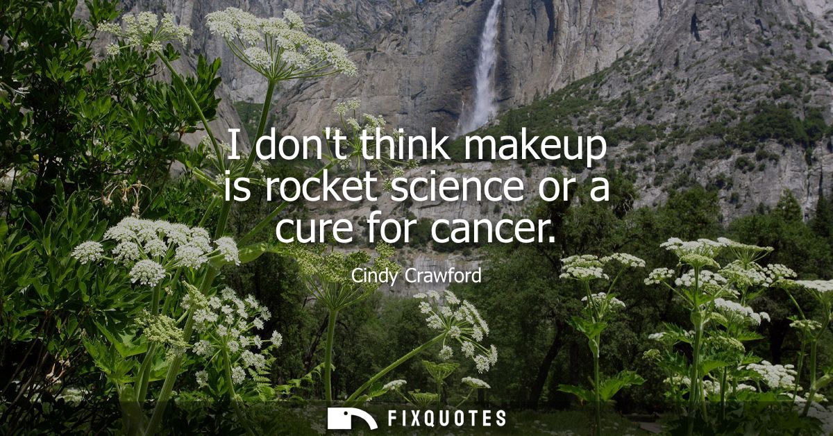 I dont think makeup is rocket science or a cure for cancer