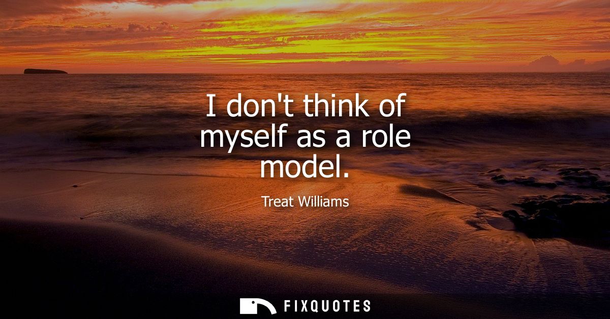 I dont think of myself as a role model