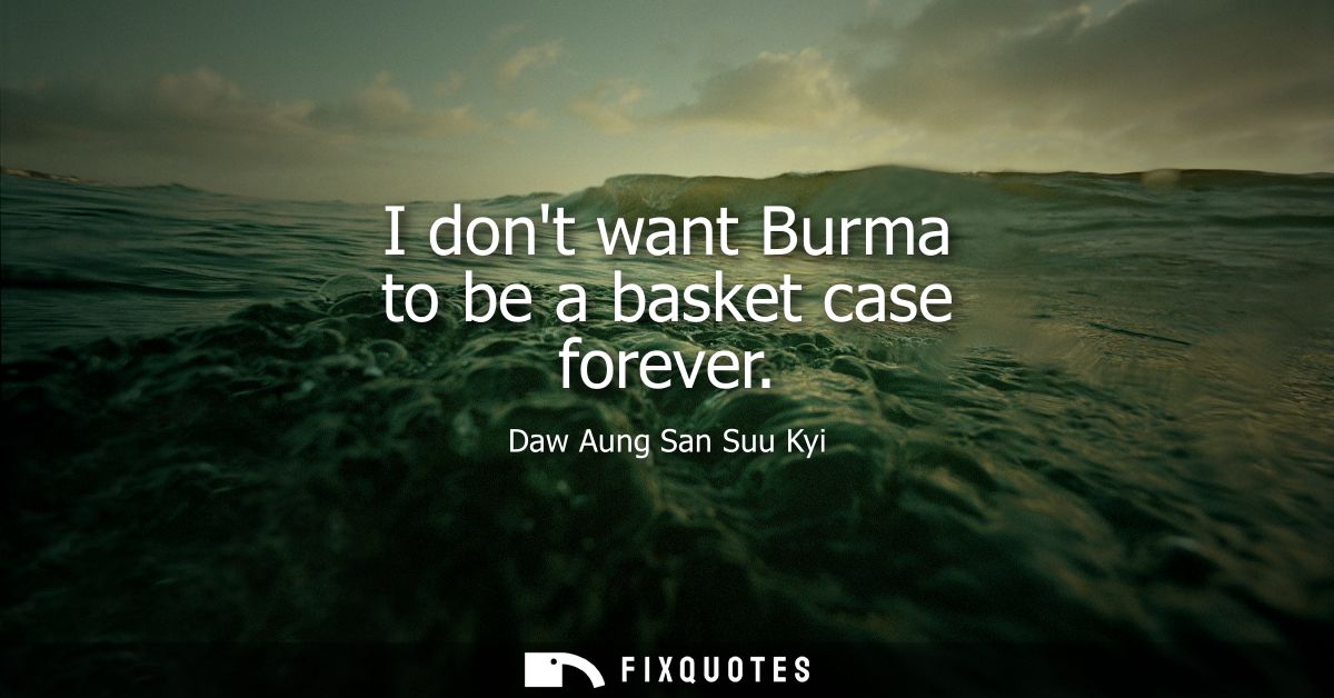 I dont want Burma to be a basket case forever