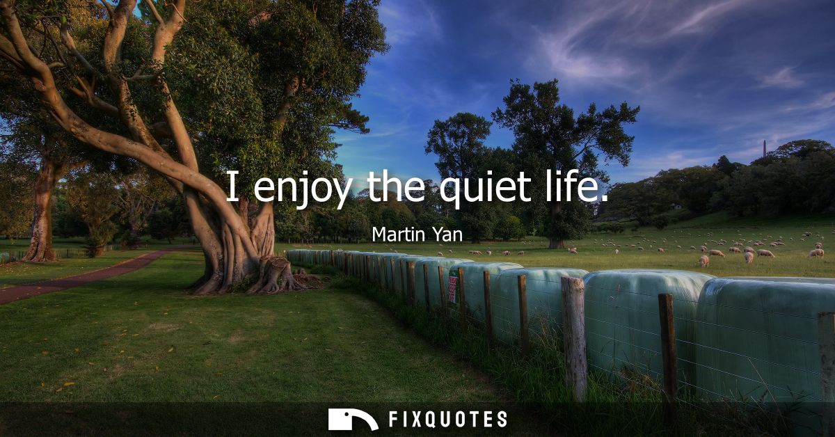 I enjoy the quiet life