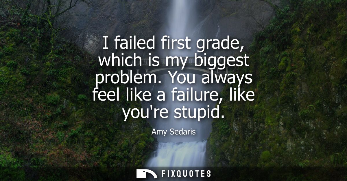 I failed first grade, which is my biggest problem. You always feel like a failure, like youre stupid