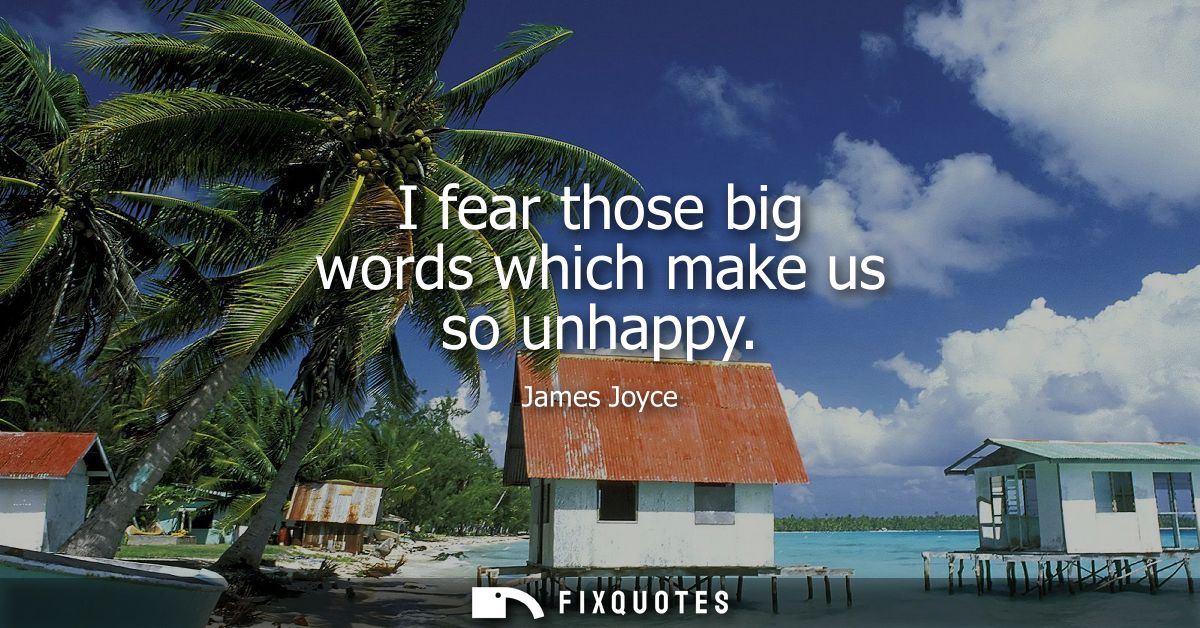 I fear those big words which make us so unhappy