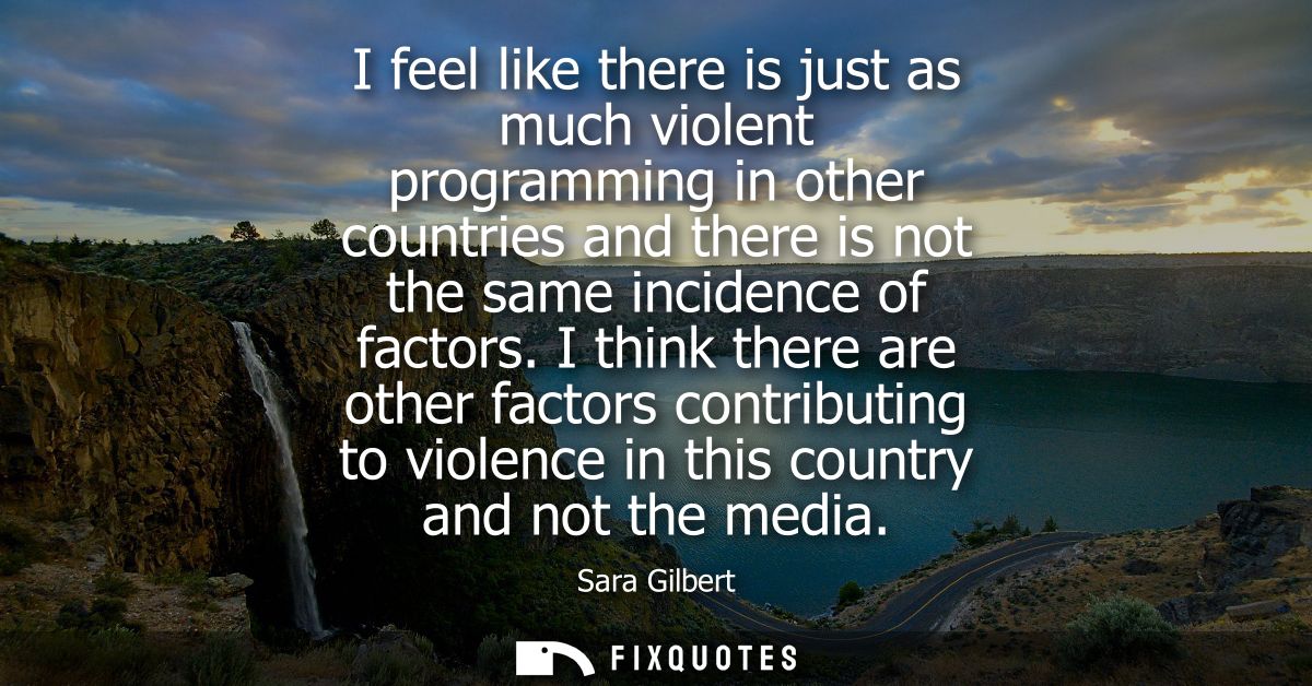 I feel like there is just as much violent programming in other countries and there is not the same incidence of factors.