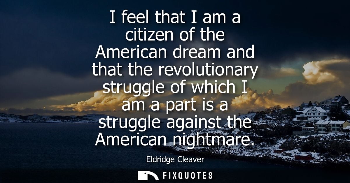 I feel that I am a citizen of the American dream and that the revolutionary struggle of which I am a part is a struggle 