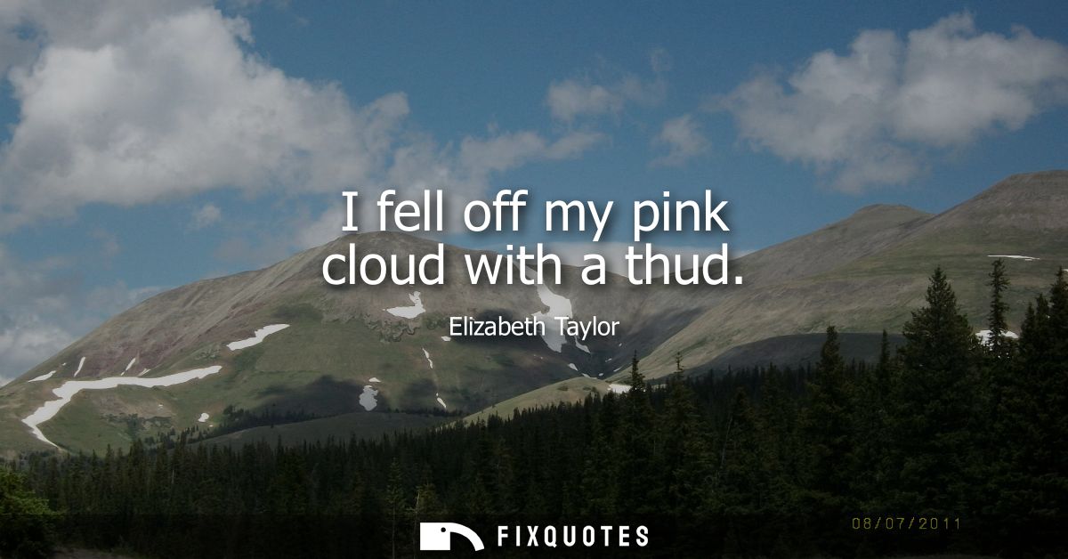 I fell off my pink cloud with a thud