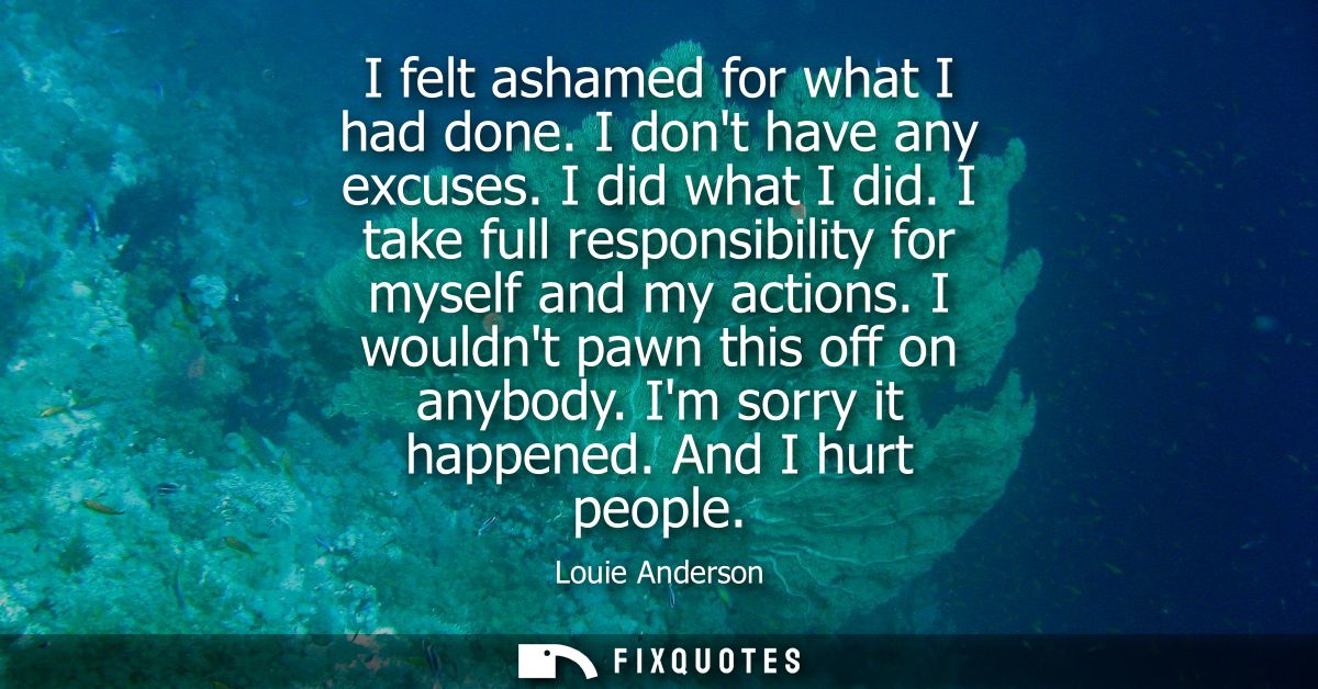 I felt ashamed for what I had done. I dont have any excuses. I did what I did. I take full responsibility for myself and