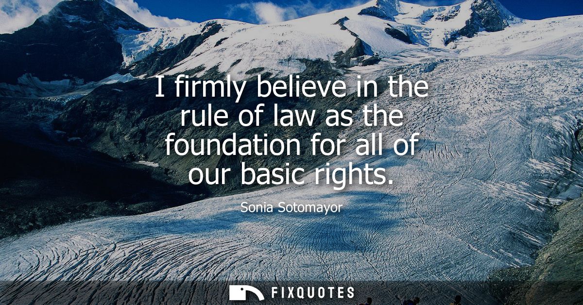 I firmly believe in the rule of law as the foundation for all of our basic rights