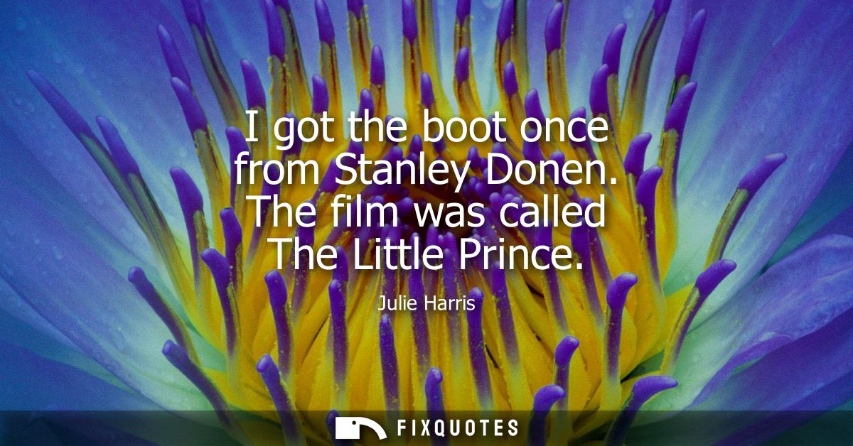 I got the boot once from Stanley Donen. The film was called The Little Prince