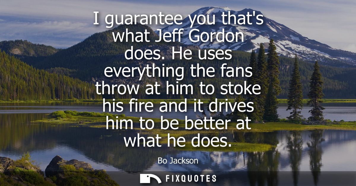 I guarantee you thats what Jeff Gordon does. He uses everything the fans throw at him to stoke his fire and it drives hi